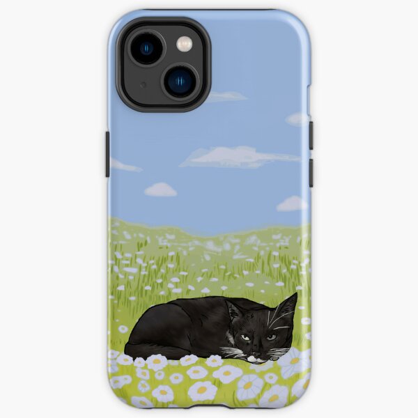 Tuxedo Cat in the Blooming Flower Field iPhone Tough Case