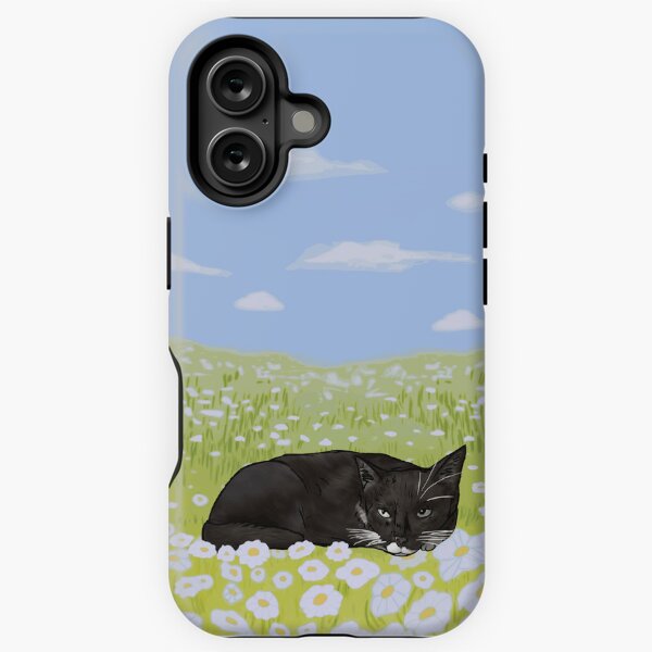 Tuxedo Cat in the Blooming Flower Field iPhone Tough Case