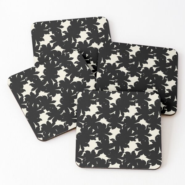 Item preview, Black Block Print Sunflowers designed and sold by HildegunStudio.