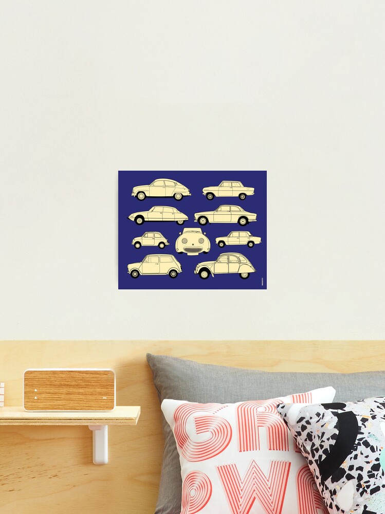 Thumbnail 2 of 3, Photographic Print, Classic Retro Cars Collection (Blue bg.) designed and sold by thedrumstick.
