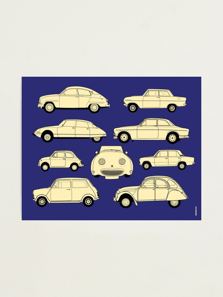 Alternate view of Classic Retro Cars Collection (Blue bg.) Photographic Print