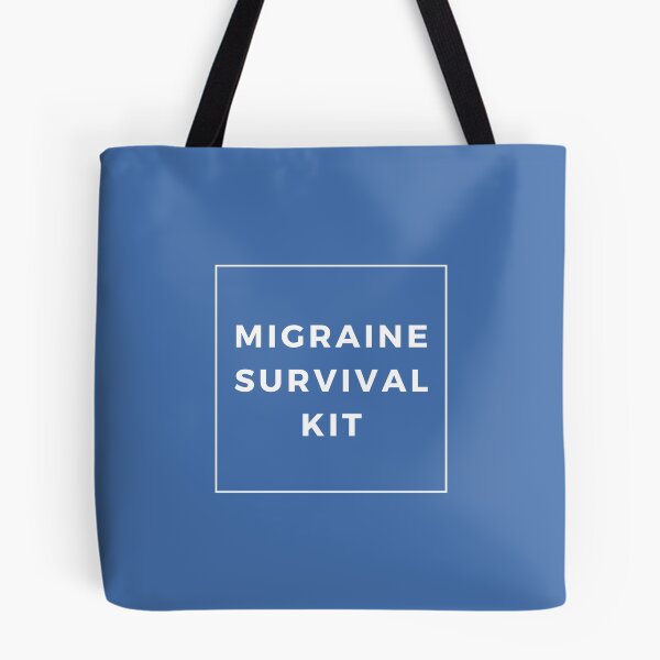 Item preview, Migraine Survival Kit Headache Bag Blue Cute Funny Shirt Minimalist Chronic Pain Illness Spoonie Headache Awareness designed and sold by InterpreTees.