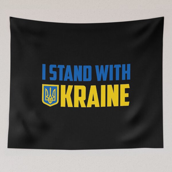 Aperçu de l'œuvre JE SUIS AVEC L'UKRAINE PROTESTEZ LA RUSSIE PROTESTEZ POUTINE créée et vendue par DoodlrMob.