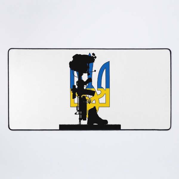 Item preview, The Fallen Soldier Battle Cross for patriot soldier memorial in Ukraine Russia conflict with national ukrainian symbol, coat arms ukraine state emblem and Flag of Ukraine  designed and sold by Marcin Adrian.