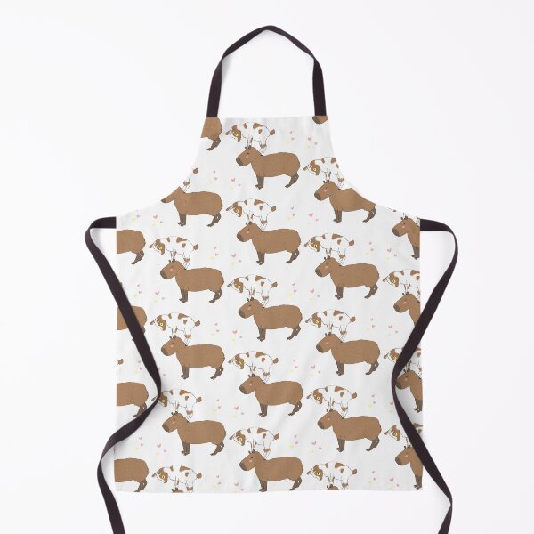 Item preview, capybara with a baby goat friend standing on its head - a cute cartoon capybara chilling designed and sold by Yarafantasyart.