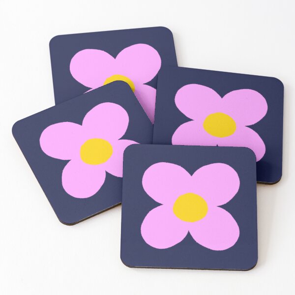 Item preview, Retro Pink Flower Polka Dots on Navy Background designed and sold by MarcyBrennanArt.