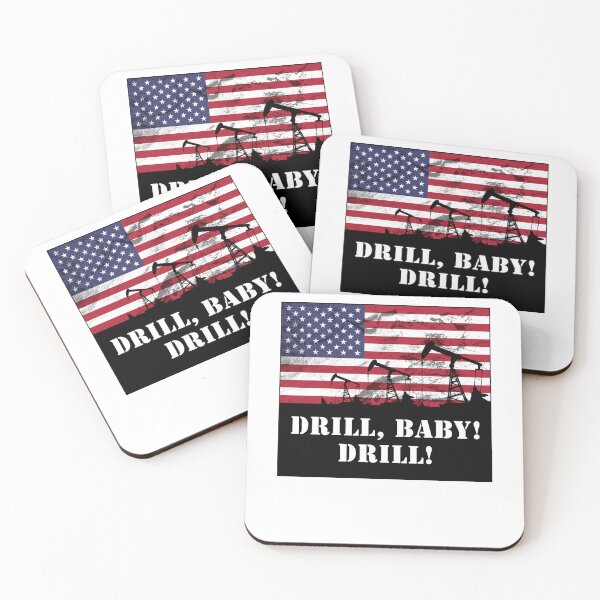 Item preview, Drill, baby! Drill! With oil rig and American flag designed and sold by SpringPetals.