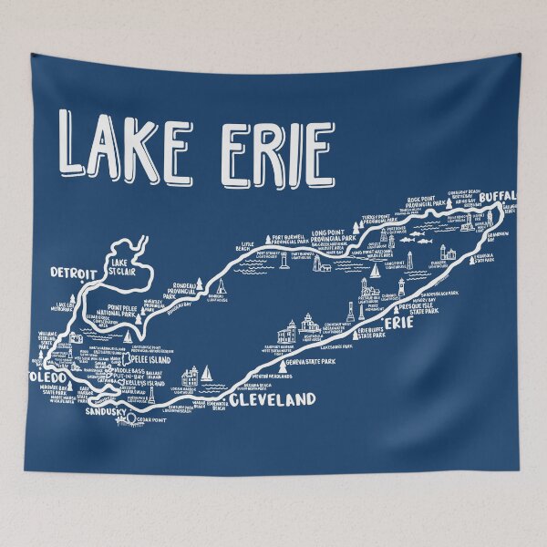 Item preview, Lake Erie Map  designed and sold by fiberandgloss.