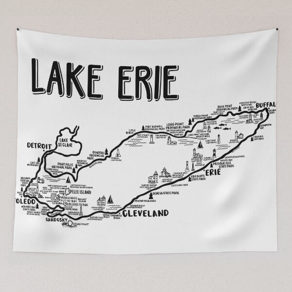 Item preview, Lake Erie Map  designed and sold by fiberandgloss.
