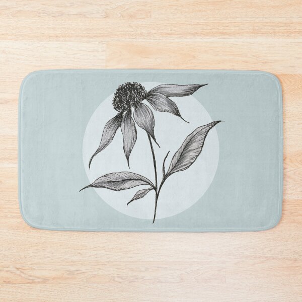 Item preview, Handdrawn Wildflower/ Echinacea/ Coneflower with duck egg blue background designed and sold by artbyminakshi.