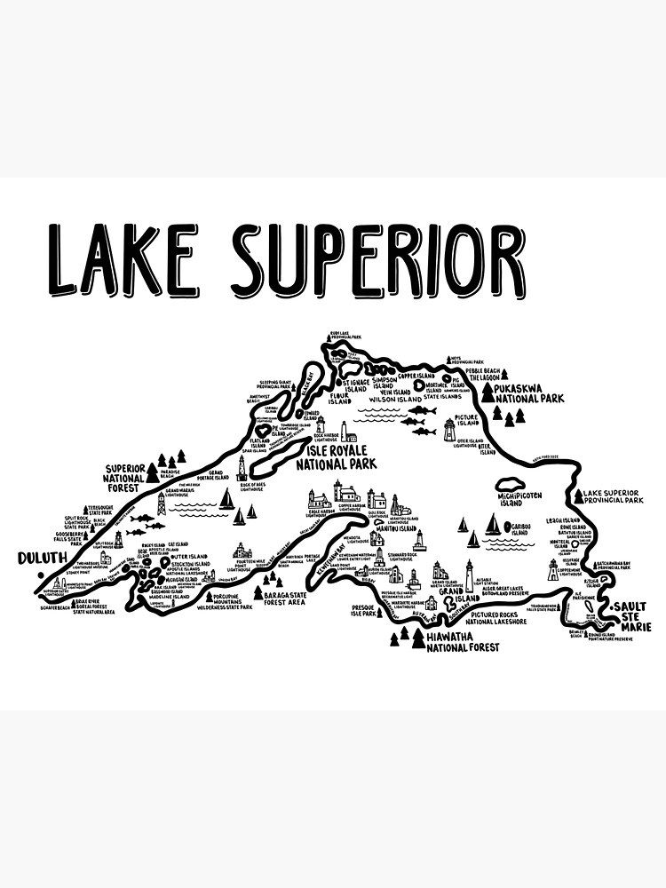 "Lake Superior Map " Poster for Sale by fiberandgloss Redbubble