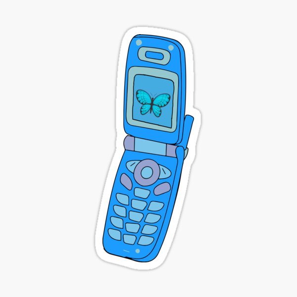 Y2k Blue Butterfly Flip Phone Design Sticker For Sale By Aazzeddine Redbubble