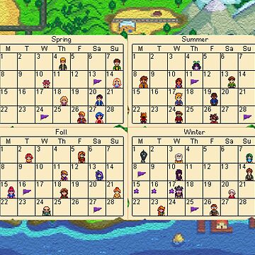 Aperçu de l'œuvre Stardew Valley - Calendrier du tapis de souris de JudgementPic