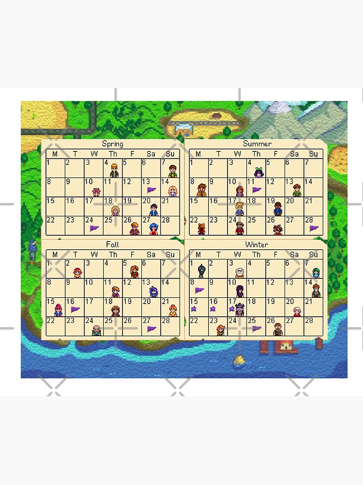 Aperçu 5 sur 5. Tapis de souris avec l'œuvre Stardew Valley - Calendrier du tapis de souris créée et vendue par JudgementPic.
