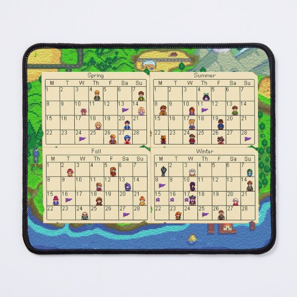 Vista previa del artículo con la obra «Stardew Valley - Calendario de alfombrillas de ratón», diseñado y vendido por JudgementPic.