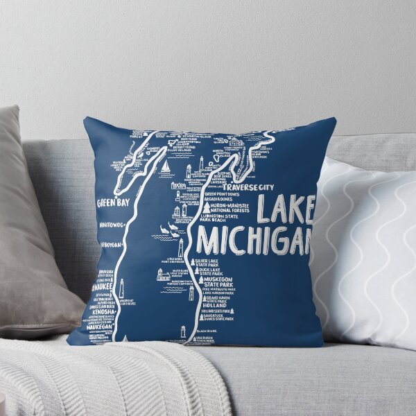 Vista previa del artículo con la obra «Mapa del lago Míchigan», diseñado y vendido por fiberandgloss.