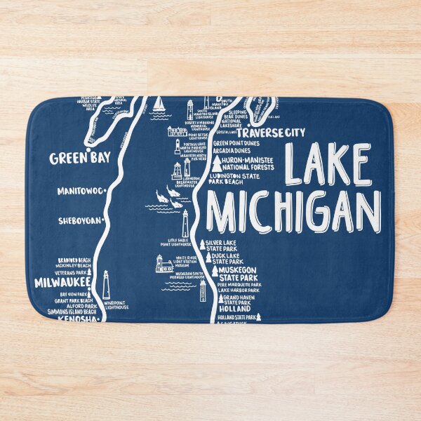 Item preview, Lake Michigan Map  designed and sold by fiberandgloss.