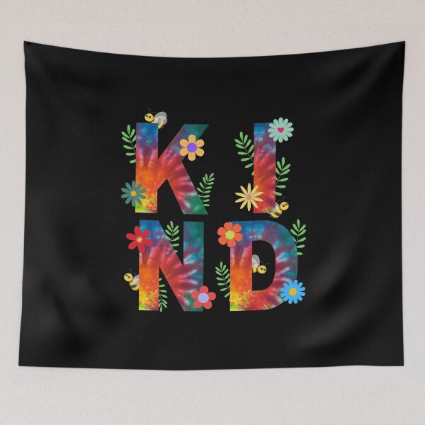 Item preview, Retro Kind Tie Dye Typography Flowers Leaves Bees designed and sold by OnyxMoonDesigns.