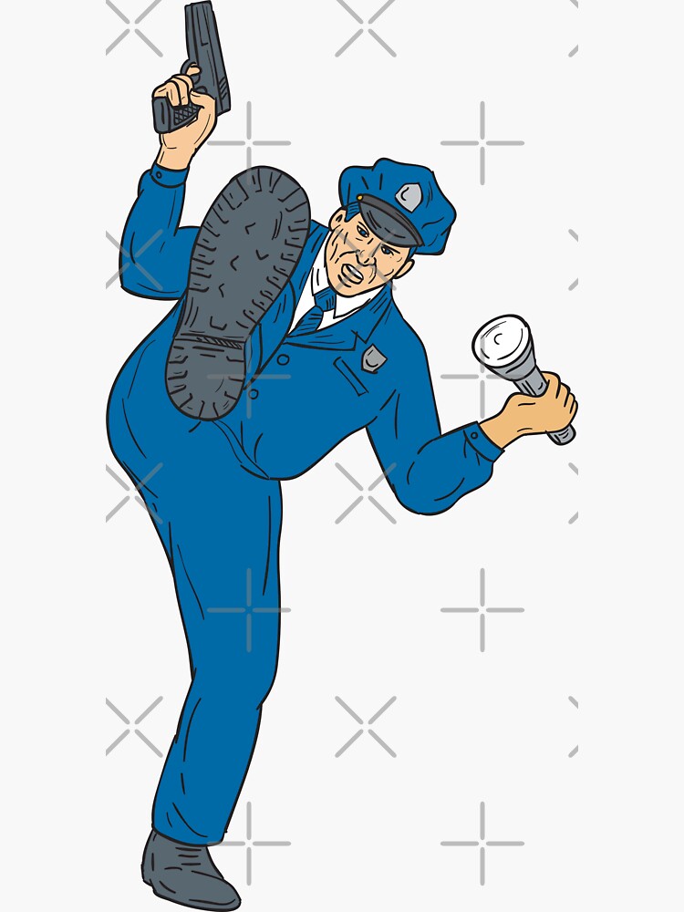 Premium Vector | Cop emblem in hand-drawn color in doodle style. police  sketch. vector illustration.