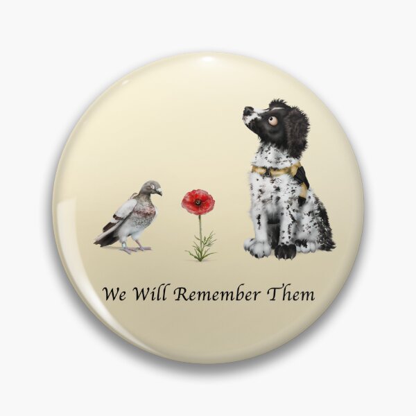 Item preview, We Will Remember Them - Remembrance Day | B Cartoon Springer Spaniel and Carrier Pigeon  designed and sold by Snootrac.