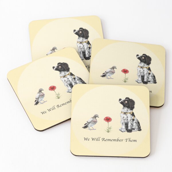 Item preview, We Will Remember Them - Remembrance Day | B Cartoon Springer Spaniel and Carrier Pigeon  designed and sold by Snootrac.