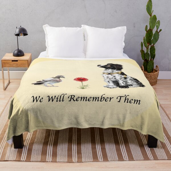 Item preview, We Will Remember Them - Remembrance Day | B Cartoon Springer Spaniel and Carrier Pigeon designed and sold by Snootrac.