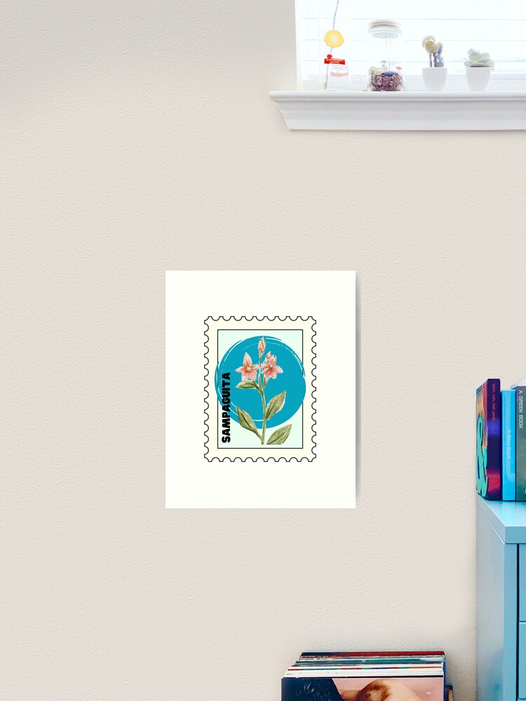 Sampaguita, flower portrayed in a stamp, flower stamps Sticker for Sale  by MVPrintsPH