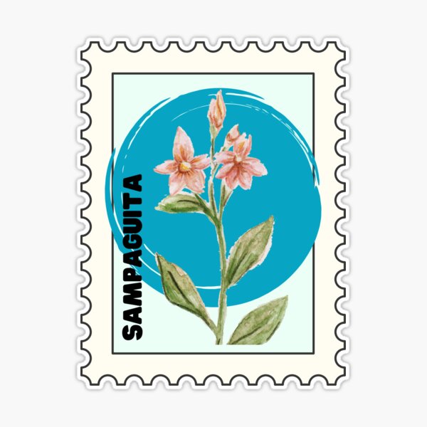 Sampaguita, flower portrayed in a stamp, flower stamps Sticker for Sale  by MVPrintsPH