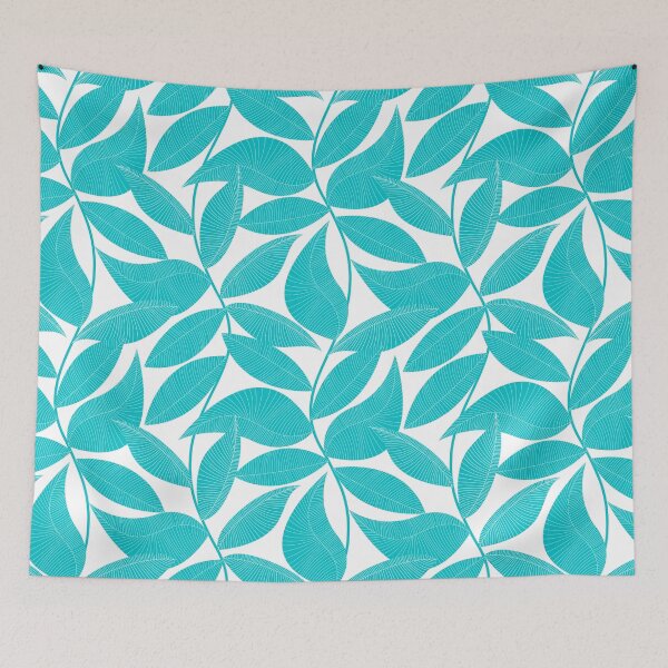 Item preview, Turquoise tropical leaves designed and sold by AdamFahey.
