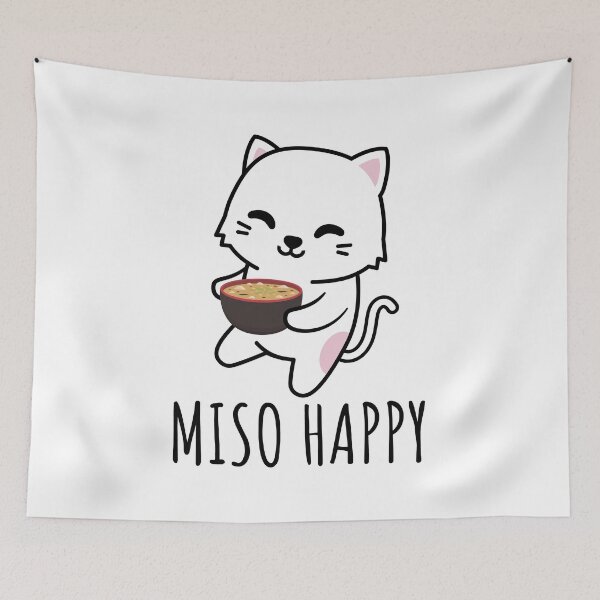 Item preview, Miso Happy - Cute Japanese Food Anime Cat Kawaii Pun designed and sold by EstelleStar.