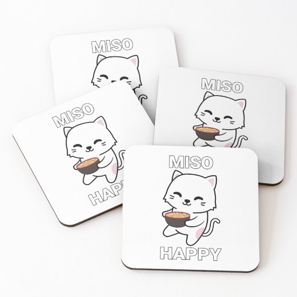 Item preview, Miso Happy - Cute Anime Cat Kawaii Pun designed and sold by EstelleStar.