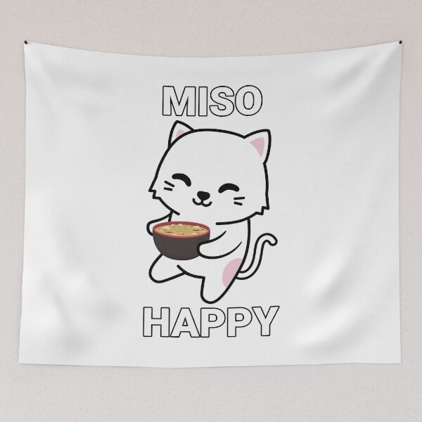 Item preview, Miso Happy - Cute Anime Cat Kawaii Pun designed and sold by EstelleStar.