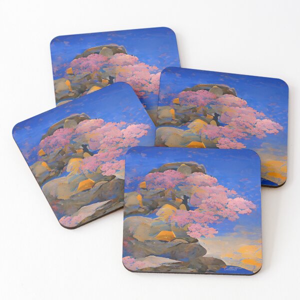 Item preview, Pretty Painting of Bonsai cherry tree in the Mountains - Cherry Tree designed and sold by CattlettArt.