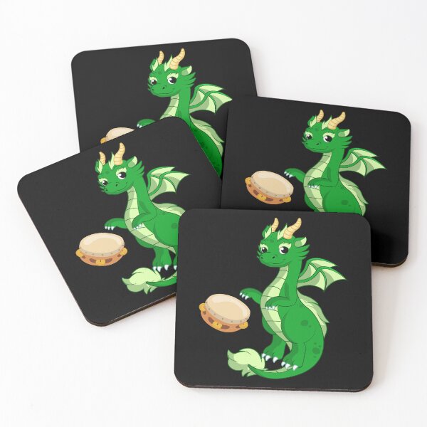 Item preview, Dragon Playing Tambourine ,Funny Good Dragon Tambourine Lovers Green Design designed and sold by pedrored369.