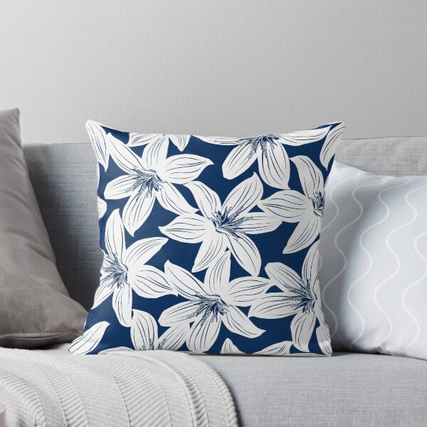 Item preview, Navy and white tropical hibiscus designed and sold by AdamFahey.
