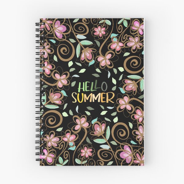 Item preview, Hello Summer | Cute Beautiful Floral Pattern Black background  designed and sold by HarrysMomStudio.