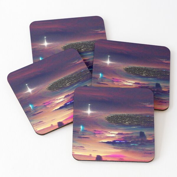 Item preview, AI Generated Nightcafe "Sunset on an Unknown Planet" designed and sold by ModernGoldShop.