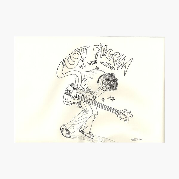 Item preview, scott pilgrim vs the world movie poster sketch designed and sold by Amelia wright.