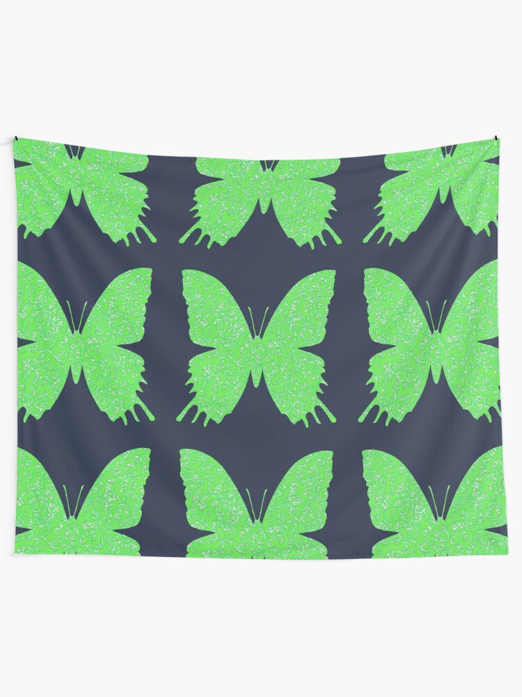 Alternate view of #DeepDream Lime Green color Butterfly Tapestry