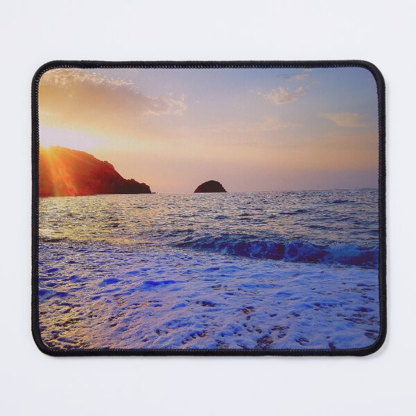 Item preview, Tropical pink and purple sunset with a calm waves  designed and sold by anisbbmbrush.