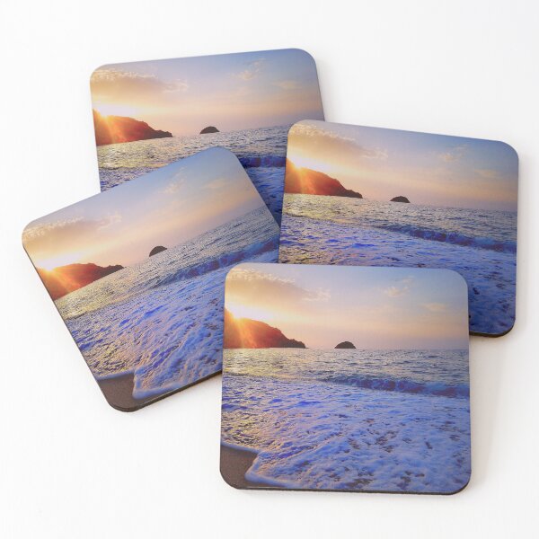 Item preview, Tropical pink and purple sunset with a calm waves  designed and sold by anisbbmbrush.