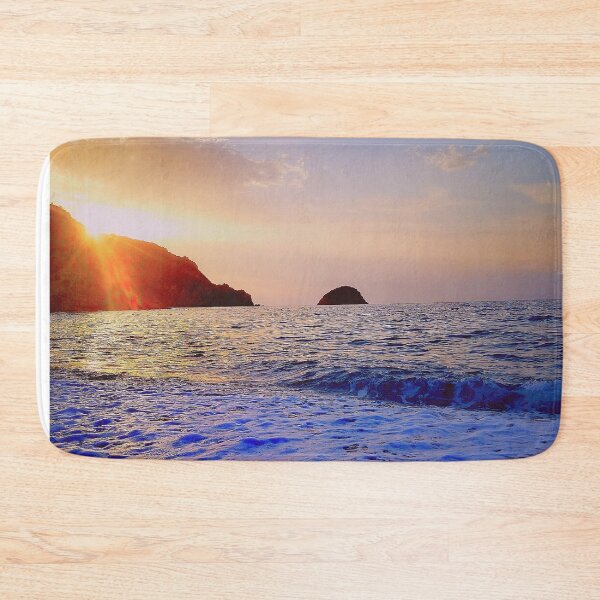 Item preview, Tropical pink and purple sunset with a calm waves  designed and sold by anisbbmbrush.