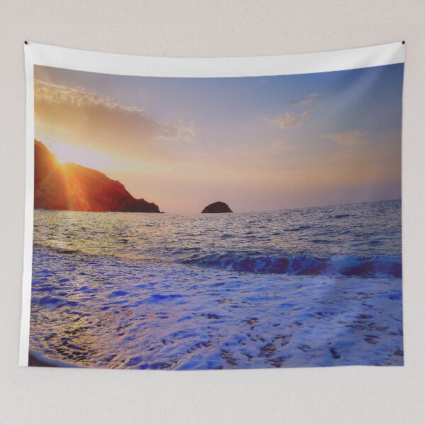 Item preview, Tropical pink and purple sunset with a calm waves  designed and sold by anisbbmbrush.