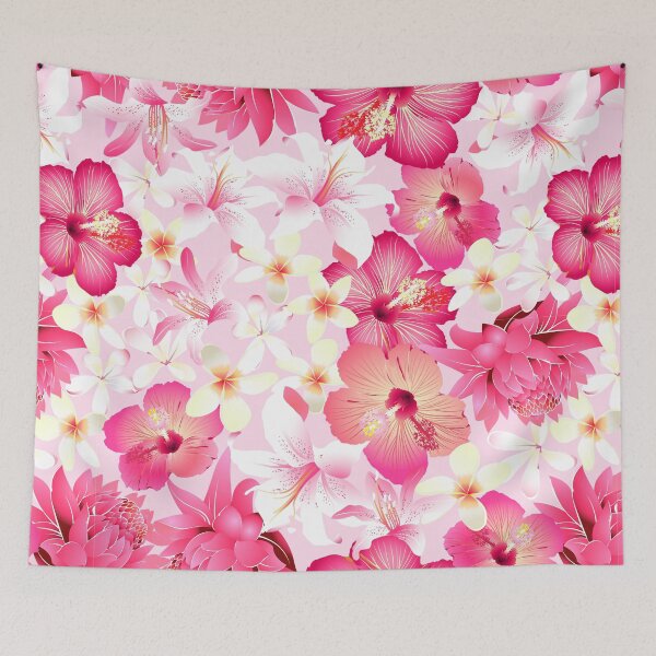 Item preview, Tropical pink and white flowers designed and sold by AdamFahey.