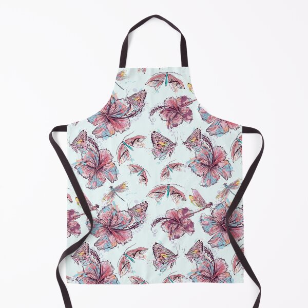 Item preview, floral pattern, hibiscus flowers and dragonflies designed and sold by Yallwofunart.