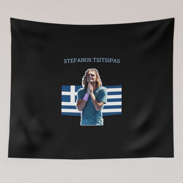 Item preview, Stefanos Tsitsipas With The Flag Of Greece. Classic T-Shirt designed and sold by ethenfran6.