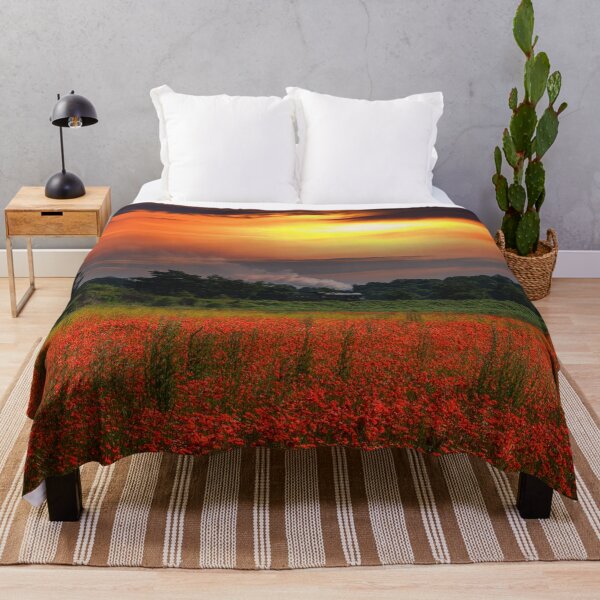 Item preview, Sunrise Poppy Field And Steam Locomotive designed and sold by rawshutterbug.