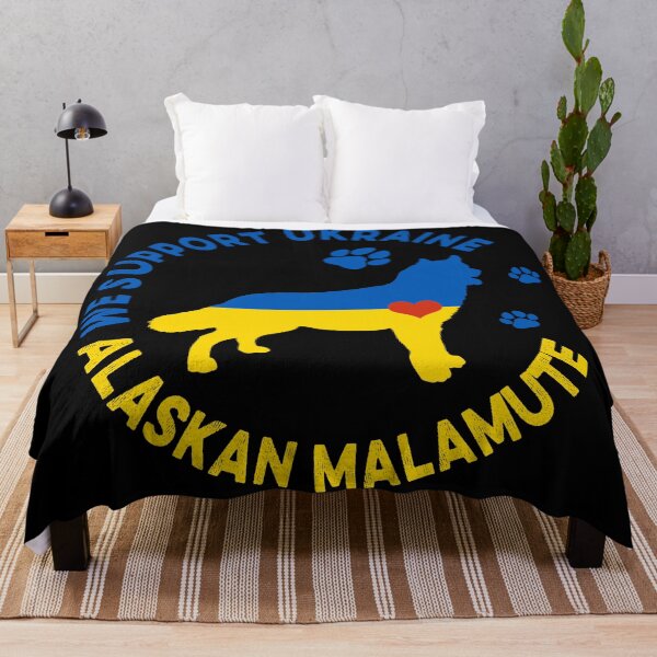 Item preview, Alaskan Malamute Ukraine Flag Patriotic designed and sold by Cuddlythopia.