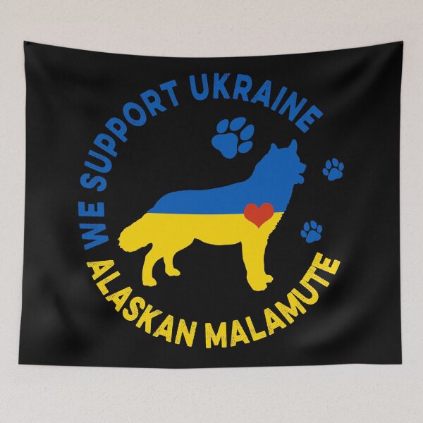 Item preview, Alaskan Malamute Ukraine Flag Patriotic designed and sold by Cuddlythopia.
