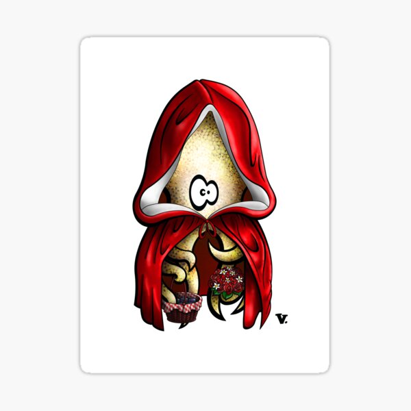 The Little Red Riding Octopi Sticker